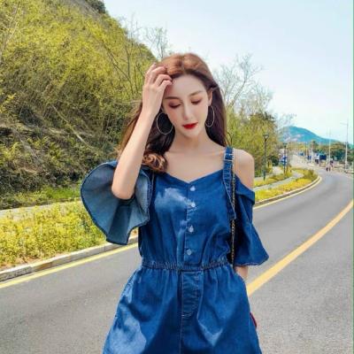 JUMSUIT DENIM ĐÙI TRỄ VAI TAY LOE - ND502